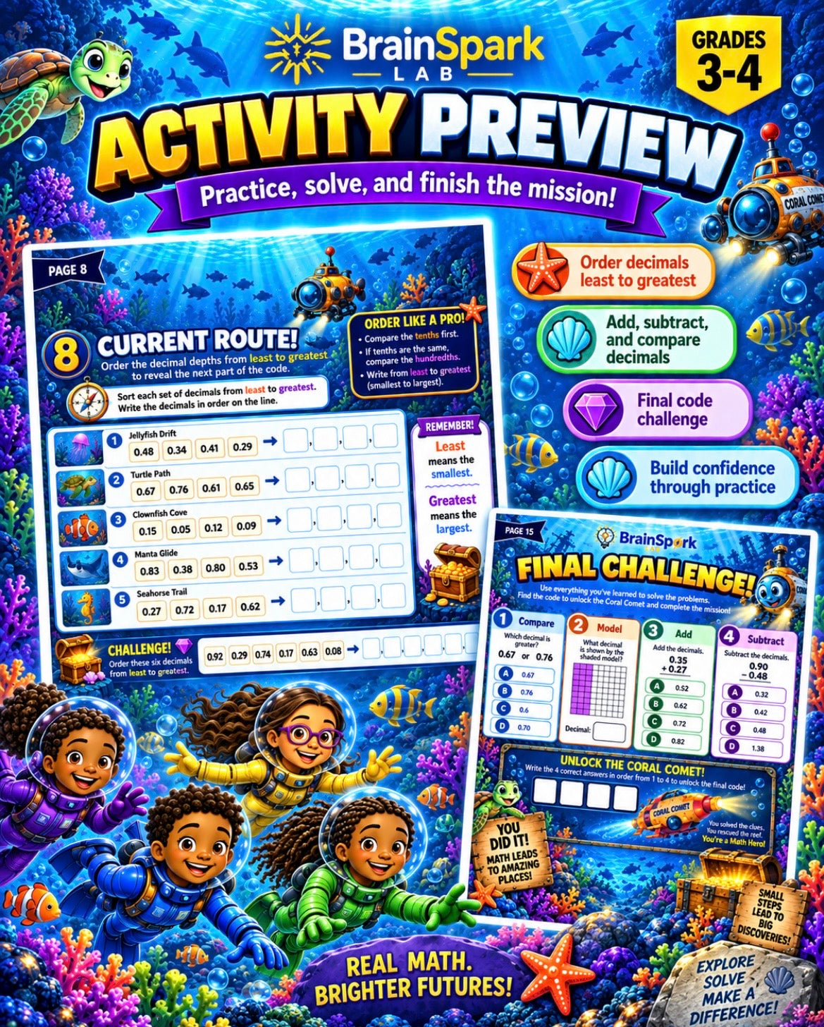 Decimal Deep-Sea Rescue | Grades 3–4 | Printable Math Adventure