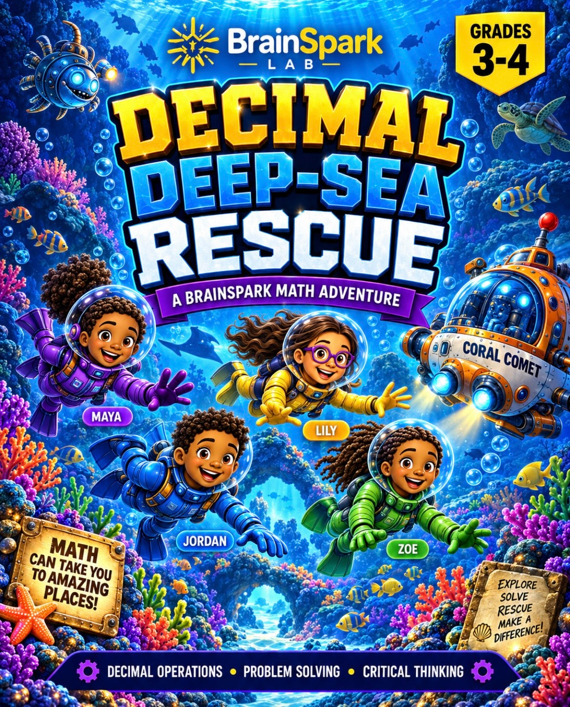 Decimal Deep-Sea Rescue | Grades 3–4 | Printable Math Adventure