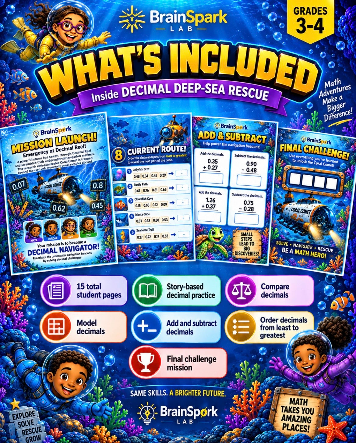 Decimal Deep-Sea Rescue | Grades 3–4 | Printable Math Adventure