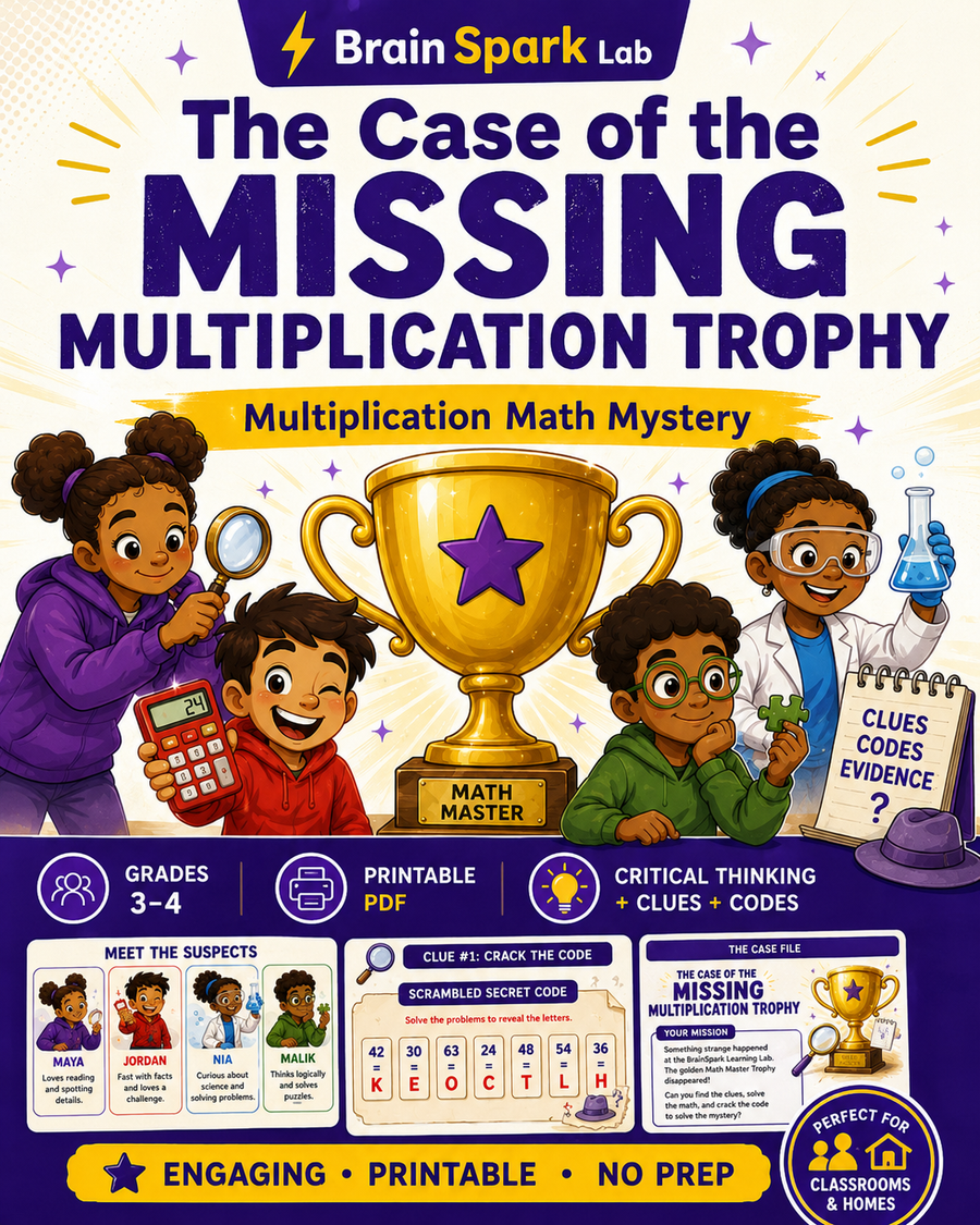 Multiplication Math Mystery Activity | Grades 3–4 | Missing Trophy Detective Case