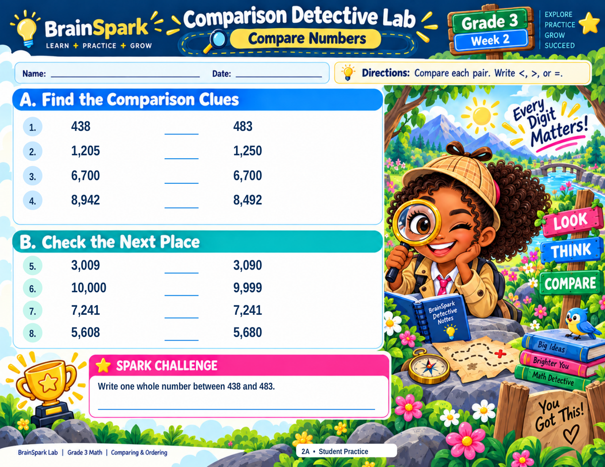 BrainSpark Lab Grade 3 Week 2 Math worksheet preview, page 4