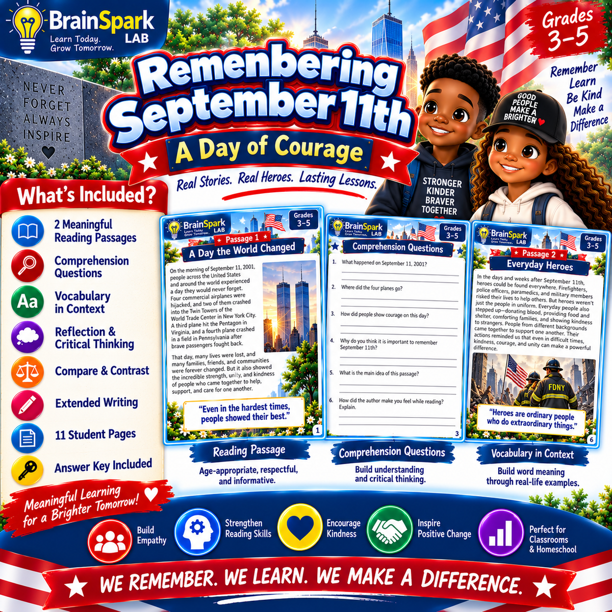 Remembering September 11th what's included reading passages