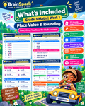 BrainSpark Grade 3 Math Week 1 Place Value and Rounding printable worksheet pack